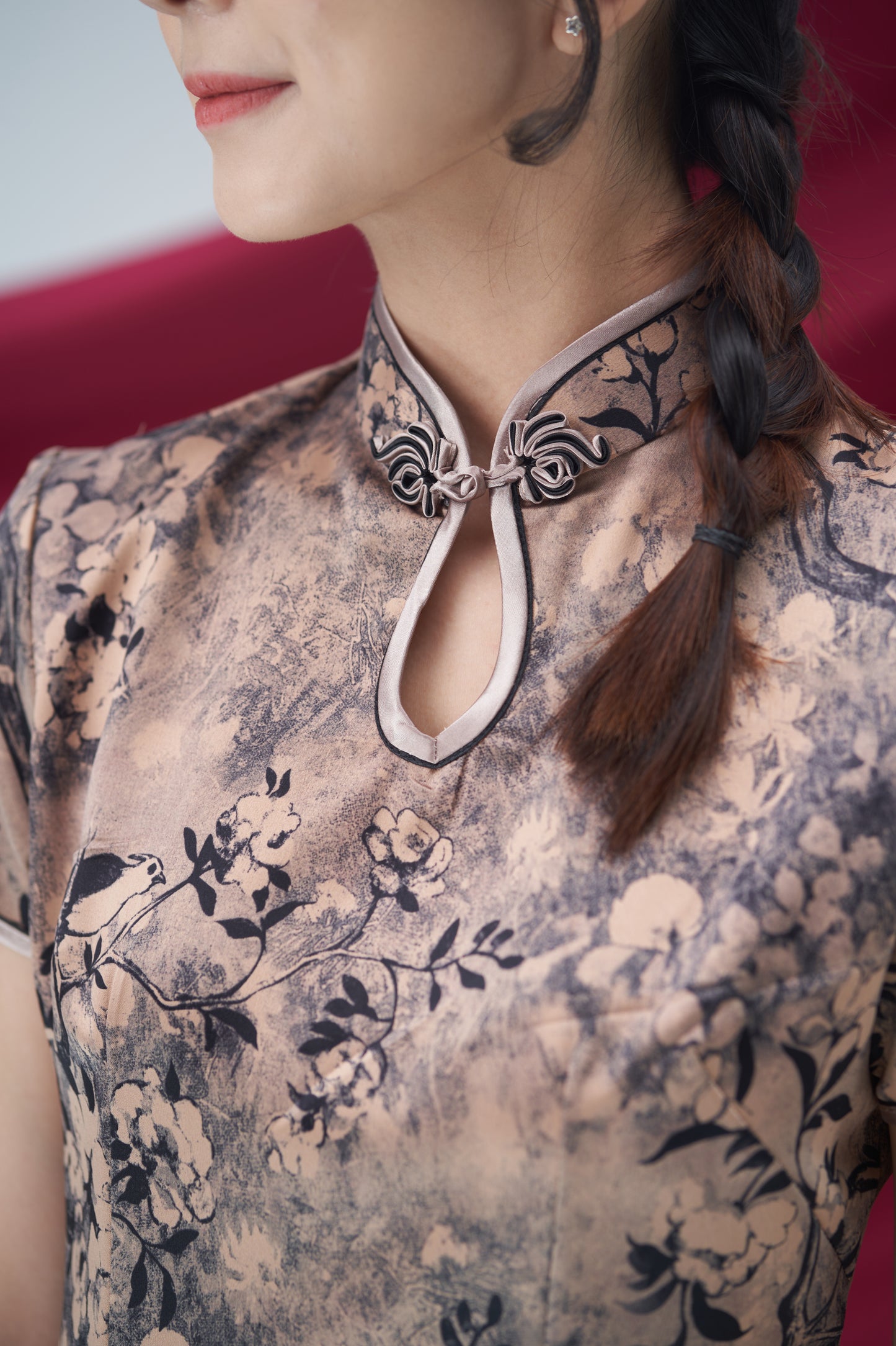 Vintage Floral Midi Cheongsam