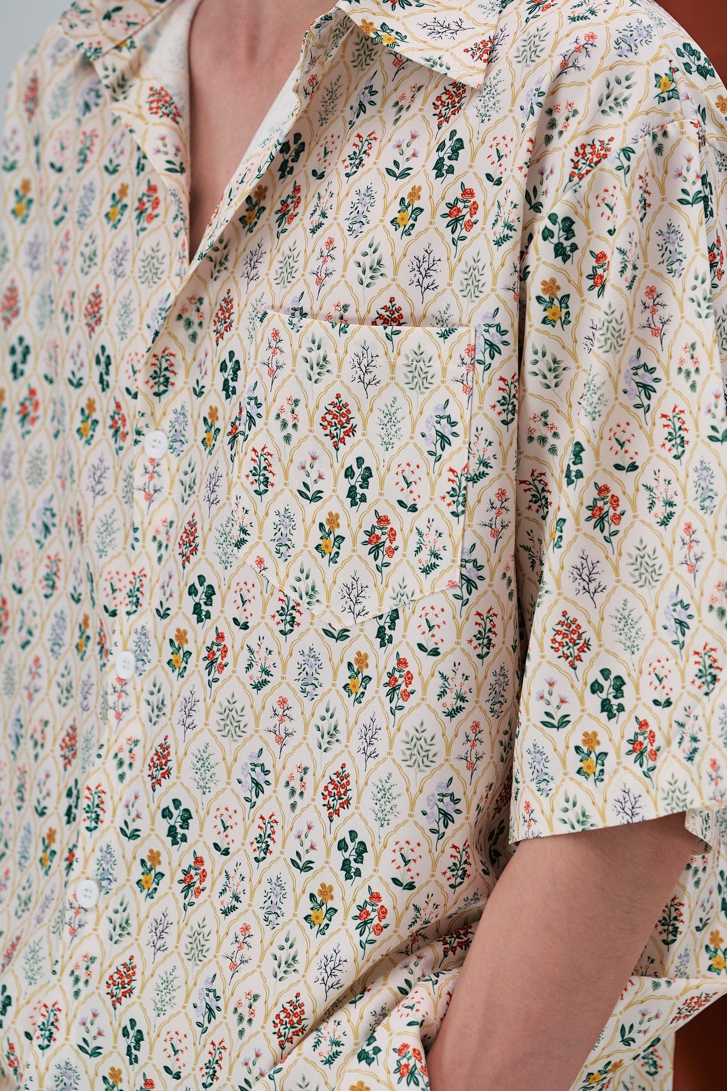 Retro Flora Oversized Shirt in Cream