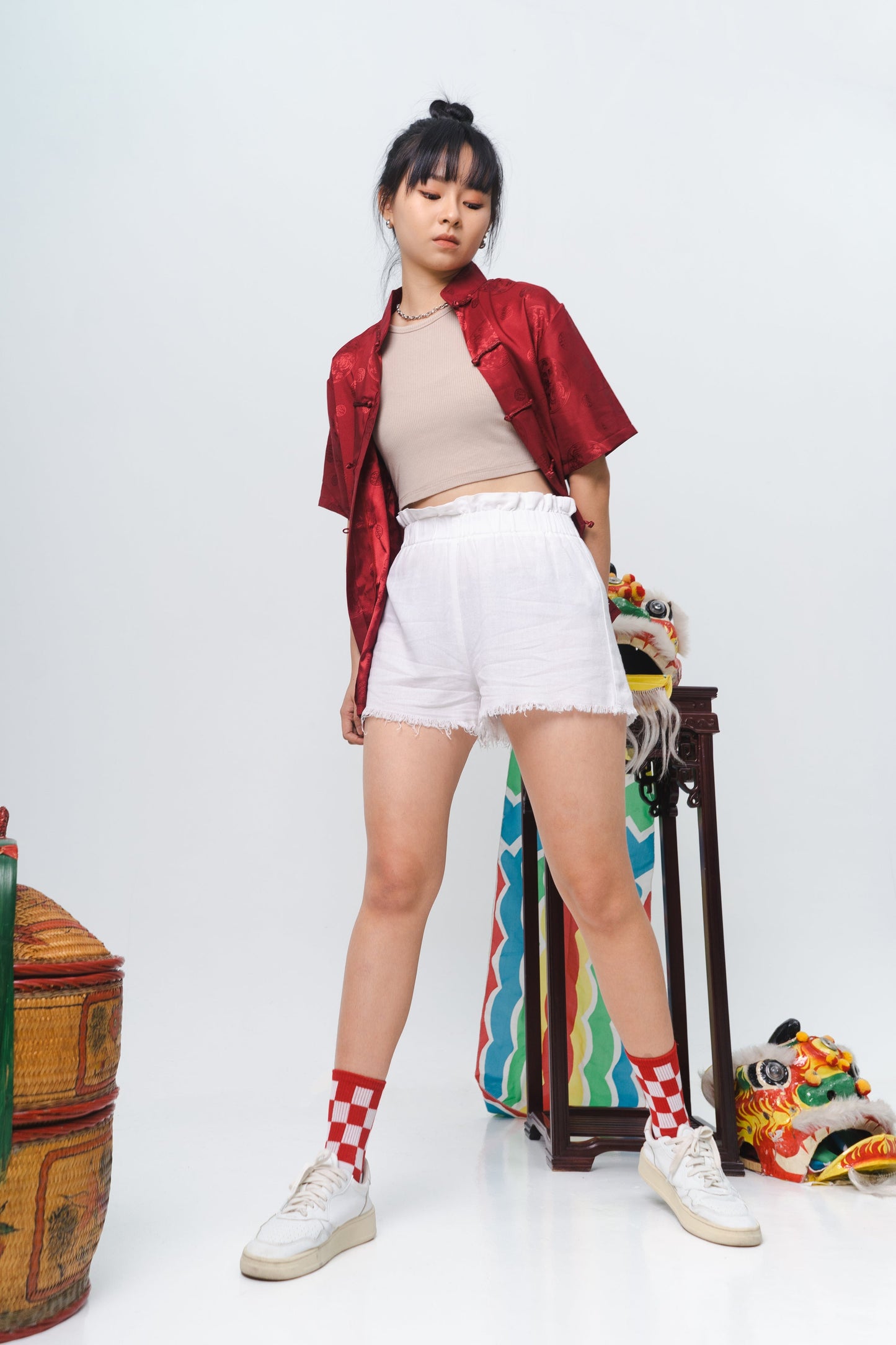 Vintage Chinese Tang Suit in Red