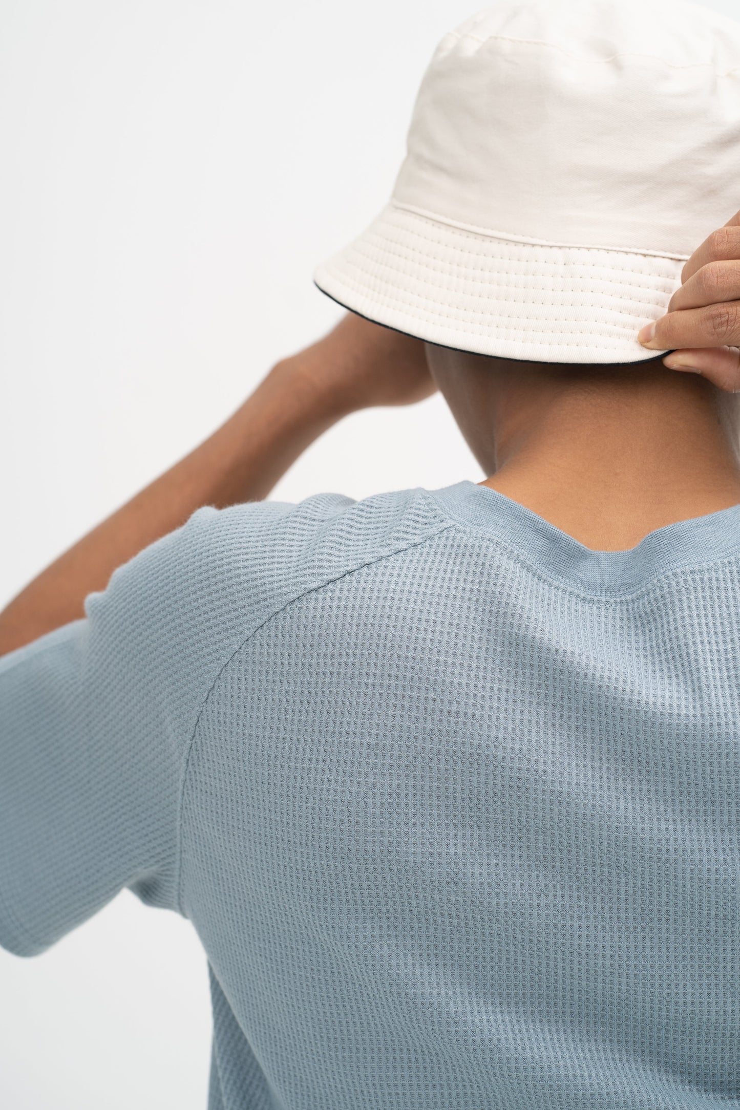 Teruna Waffle Men Collar Shirt in Ash Blue (Size S)