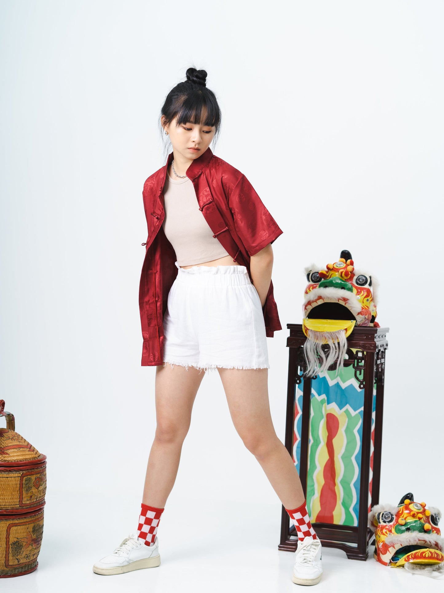 Vintage Chinese Tang Suit in Red