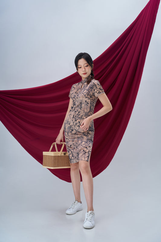 Vintage Floral Midi Cheongsam (In-Stock)
