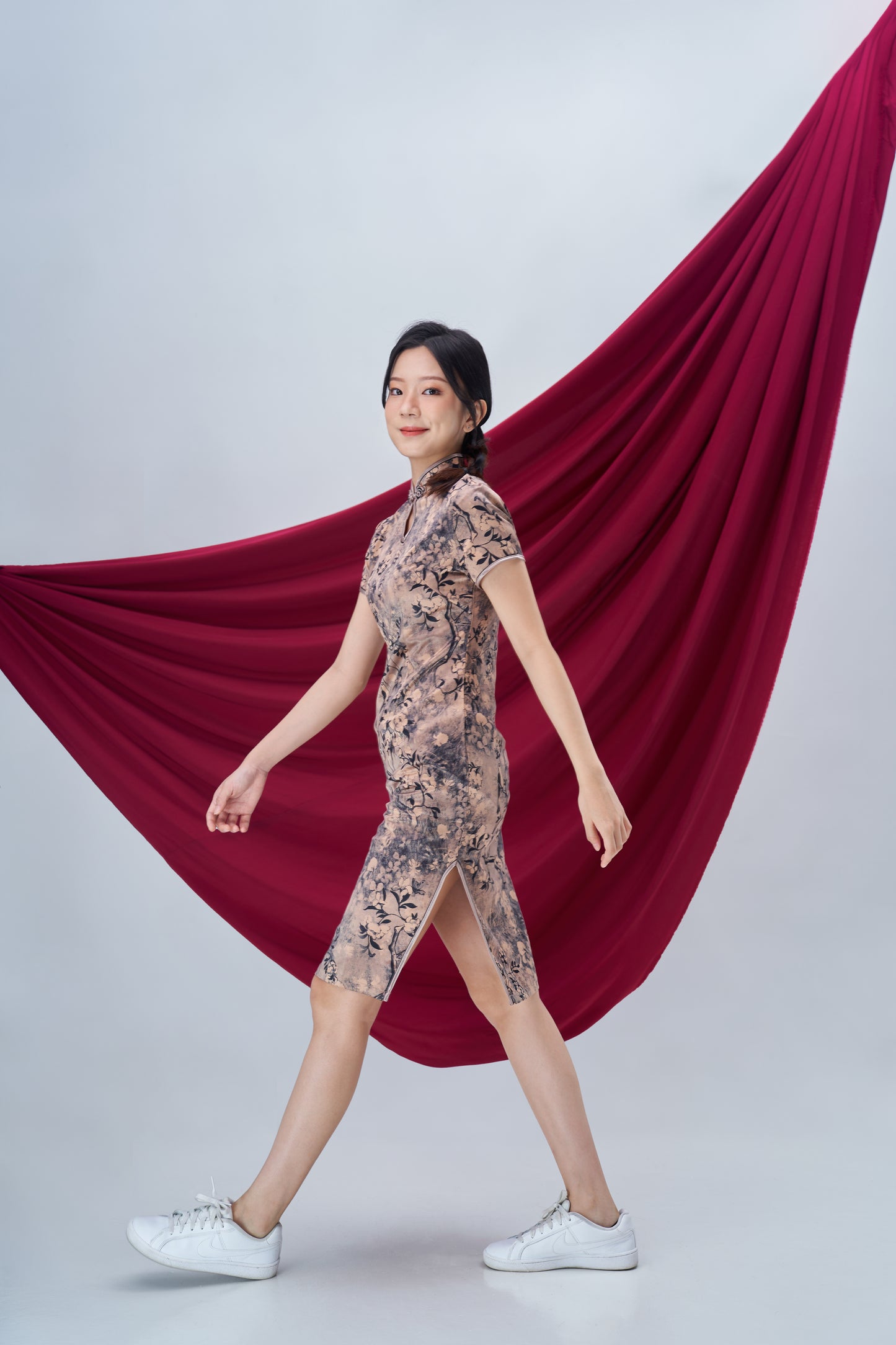 Vintage Floral Midi Cheongsam