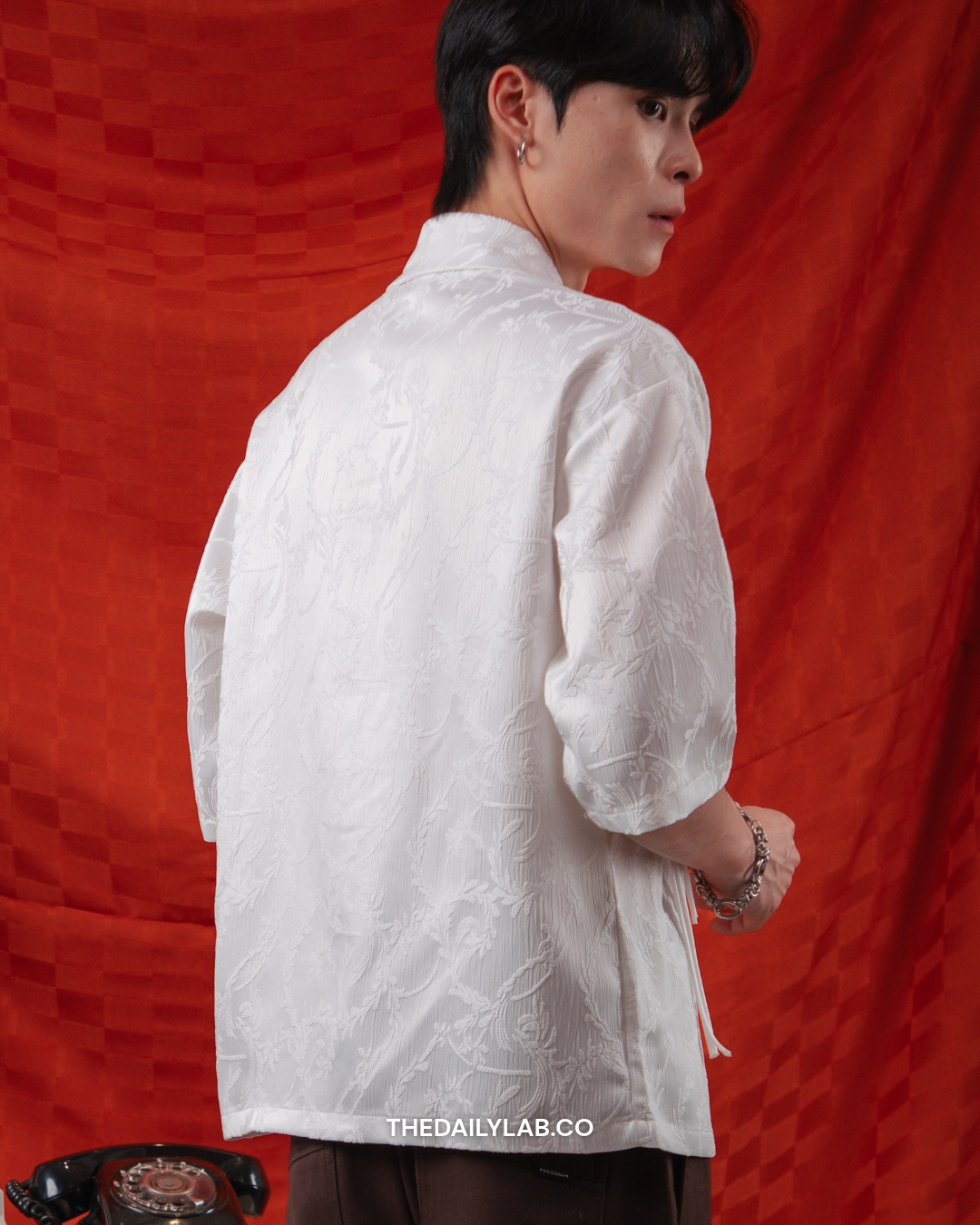 Floral Knot Tang Shirt in White