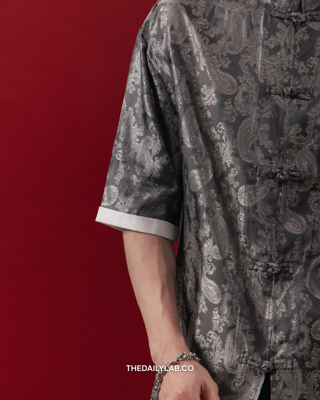 Mercury Brocade Tang Shirt in Grey