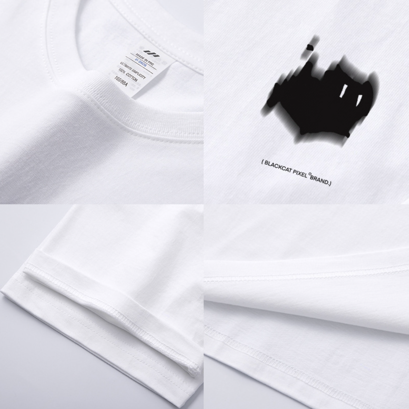 230G Black Cat Pixel Cotton Tee