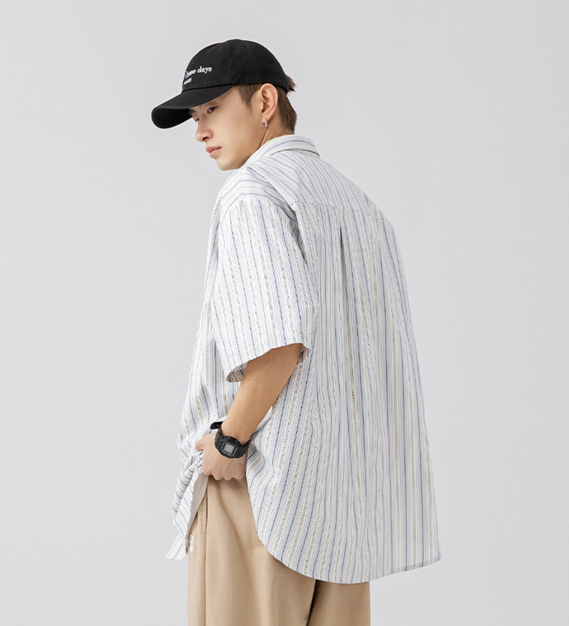 RetroStripe Buttoned Shirt in White