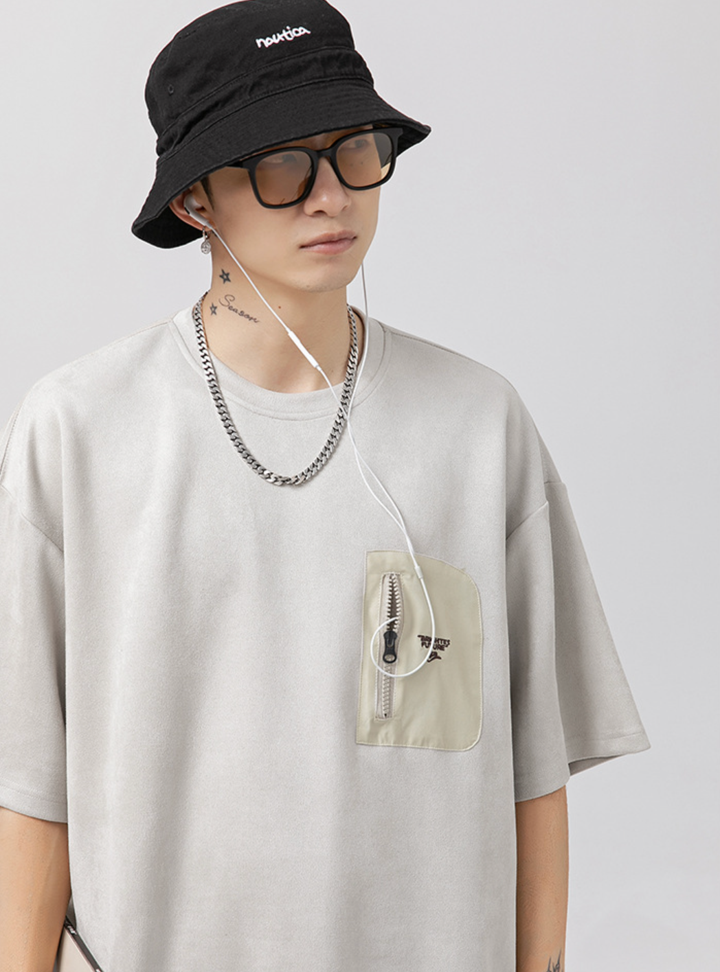 280G MaxPatch Oversized Tee in Light Grey