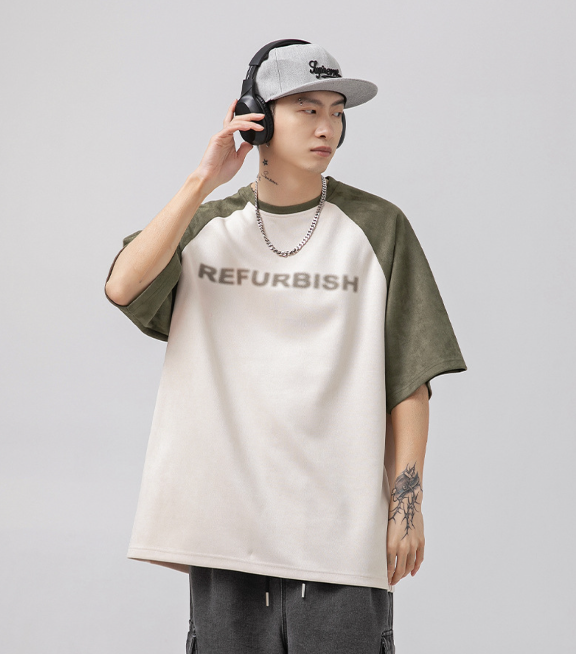 280G REFURBISH Oversized Tee in Green