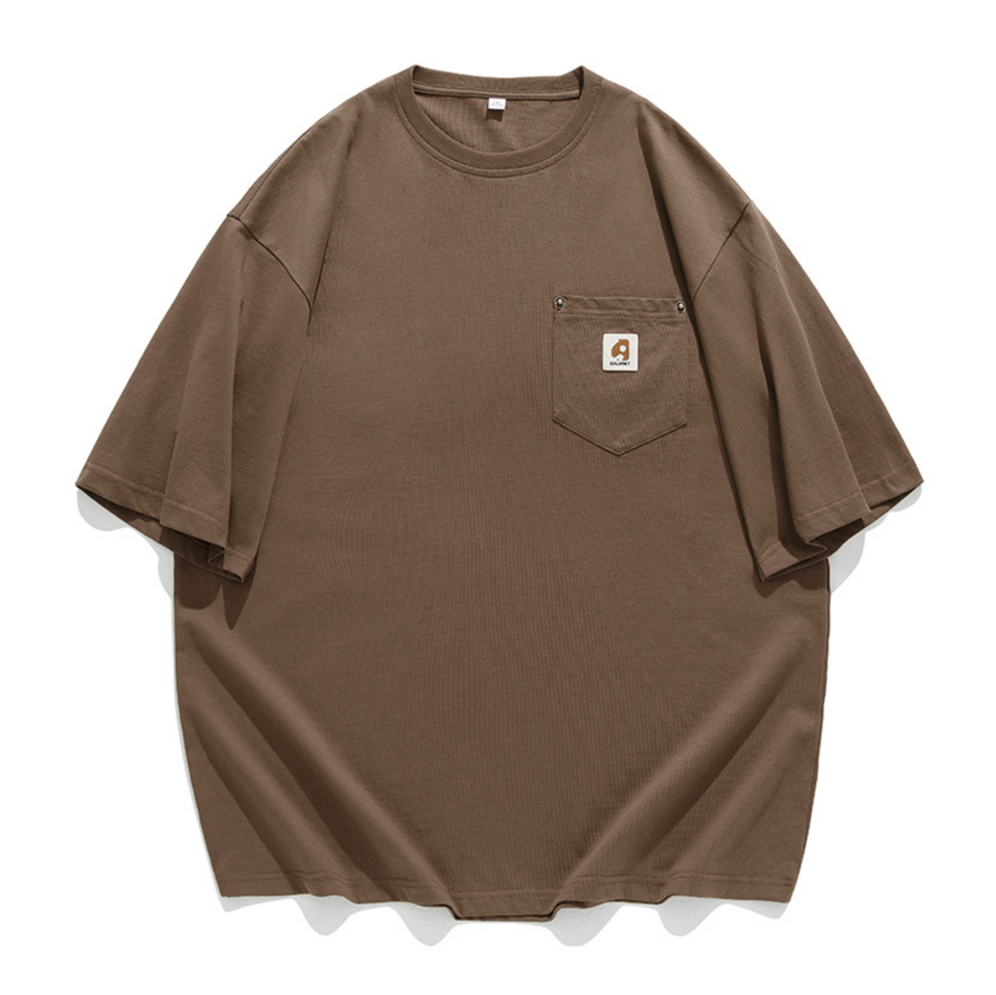 Pocketed Oversized Vintage Tee in Brown