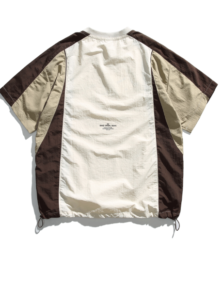 Outdoor Techwear Colorblock T-Shirt in Brown