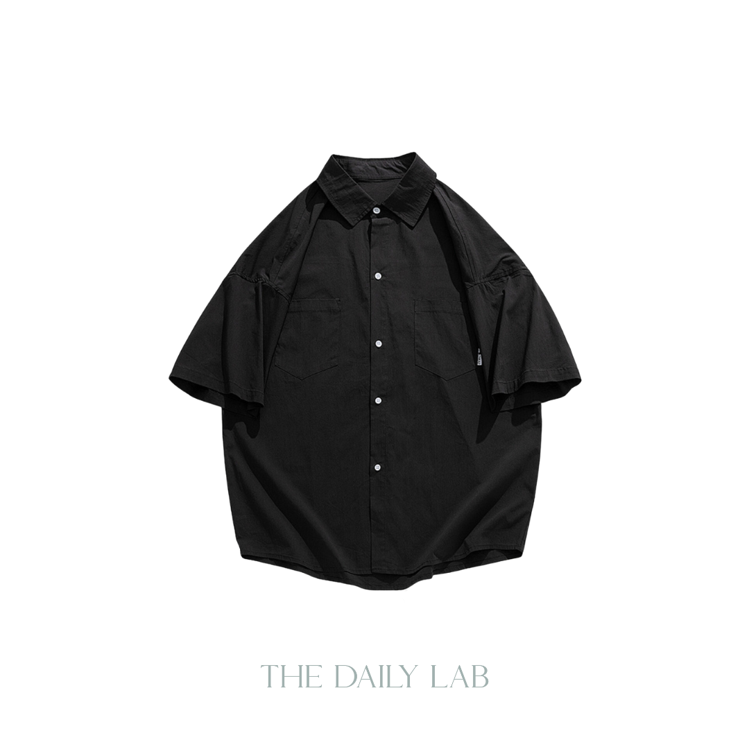 Urban Nylon Buttoned Shirt in Black