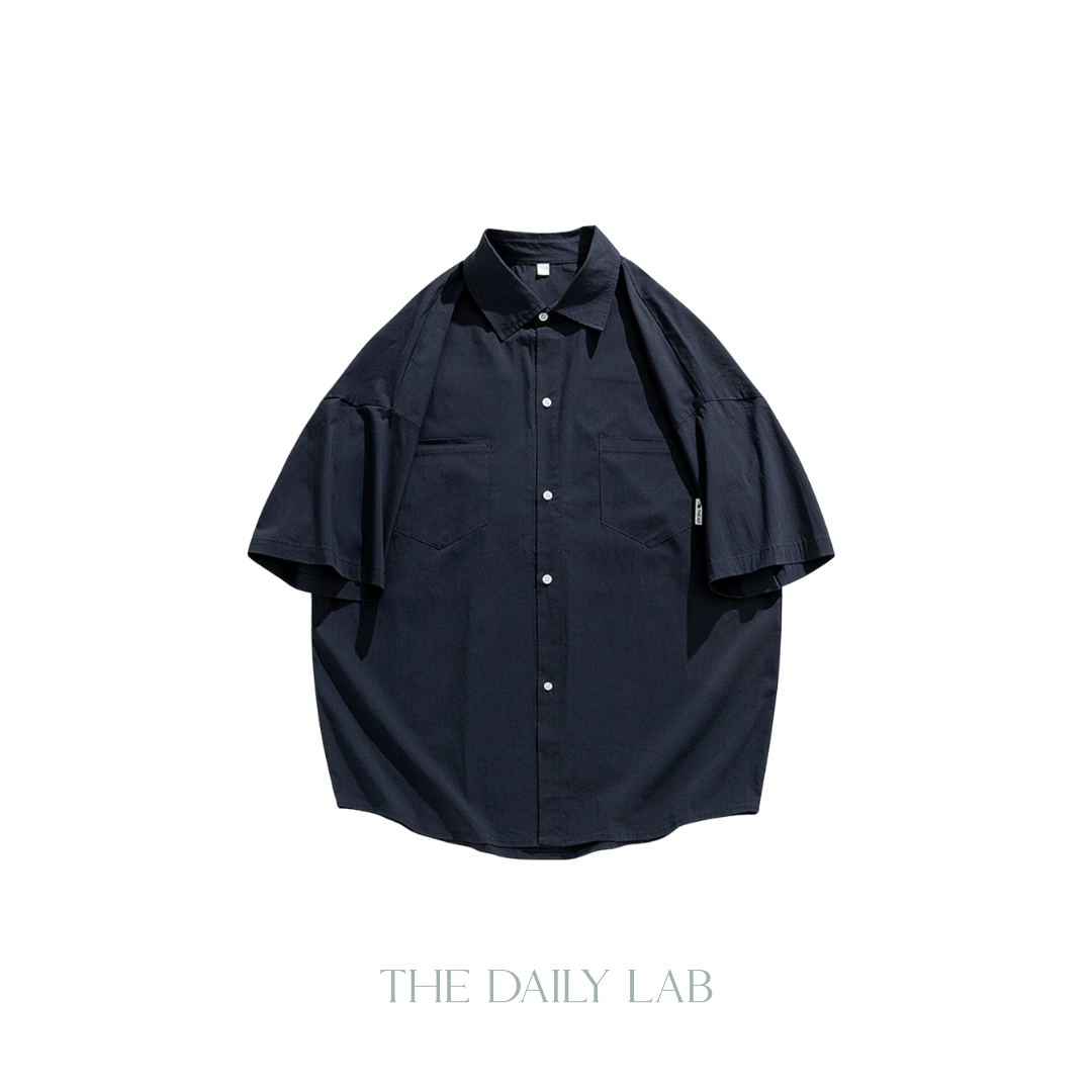 Urban Nylon Buttoned Shirt in Dark Blue