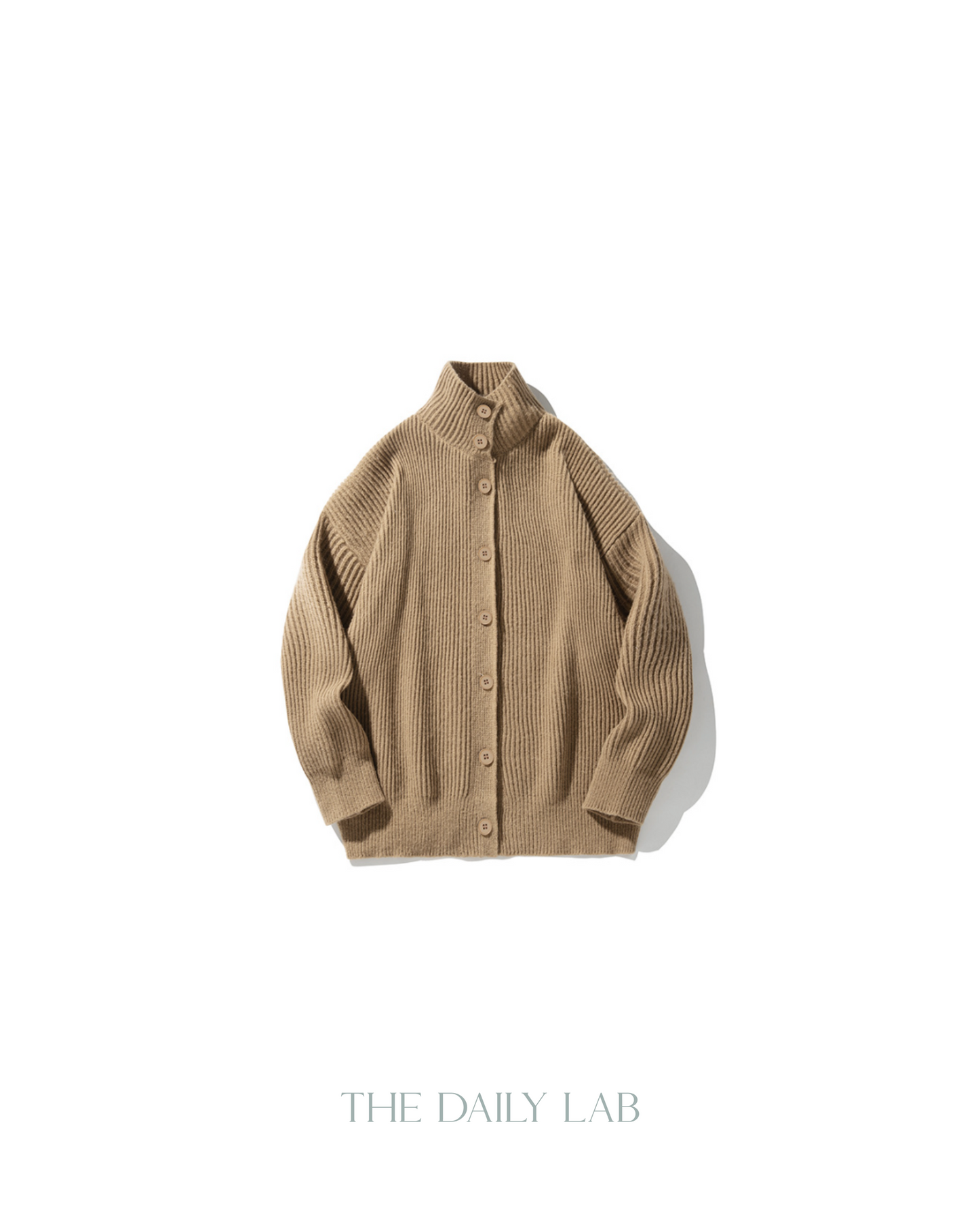 High-Neck Cardigan in Khaki
