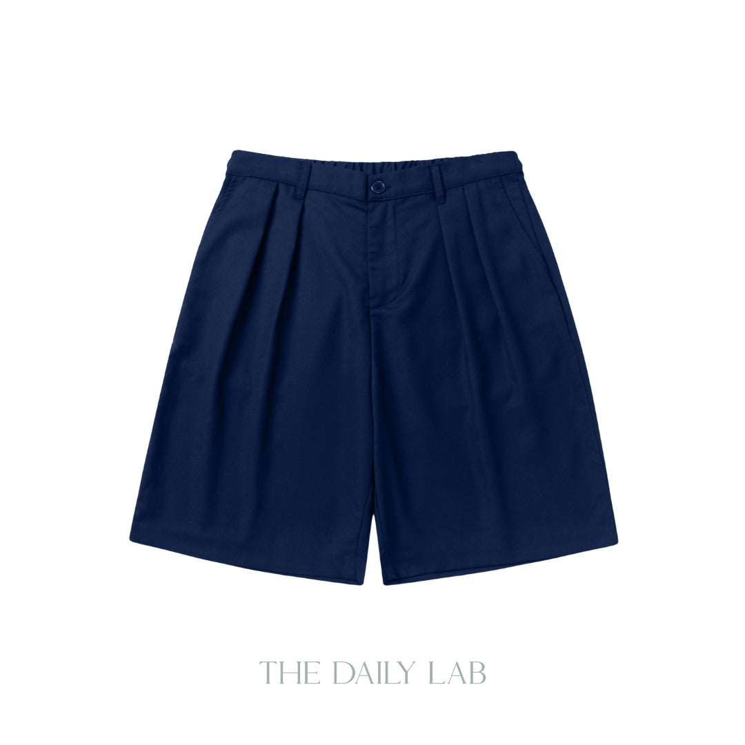 Buttoned Cotton Straight Pants in Blue
