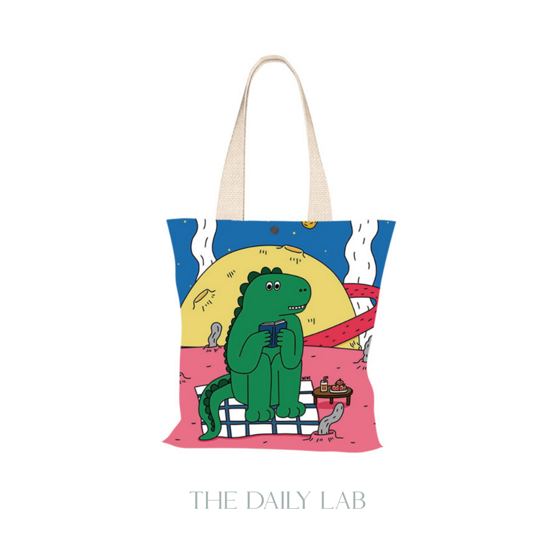 Reading Dino Canvas Bag (Pre-Order)