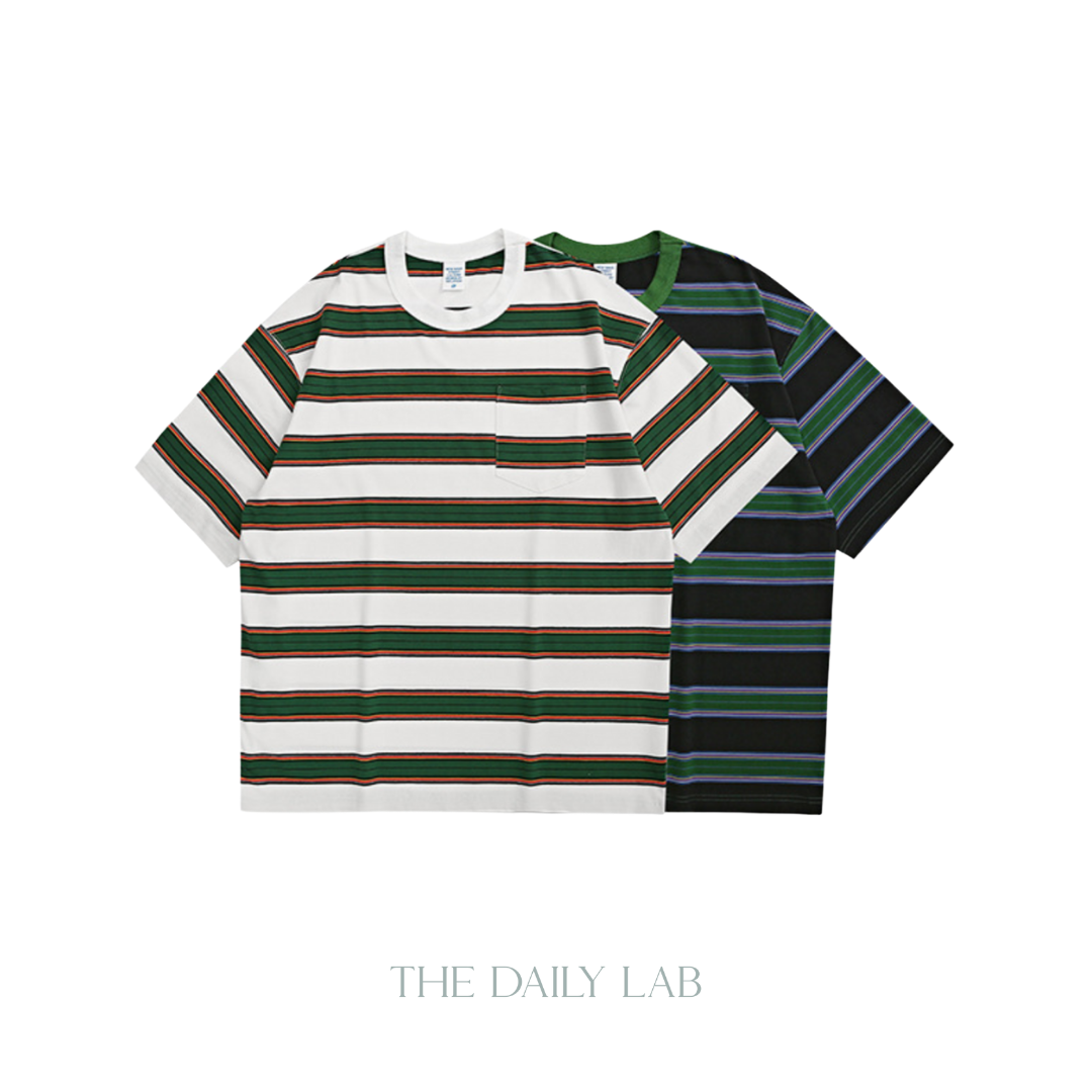 Pocketed Striped Oversized Tee