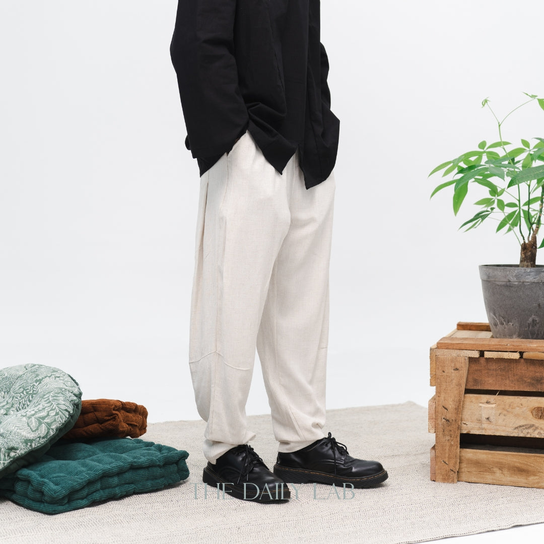 Linen Relaxed Pant in Beige