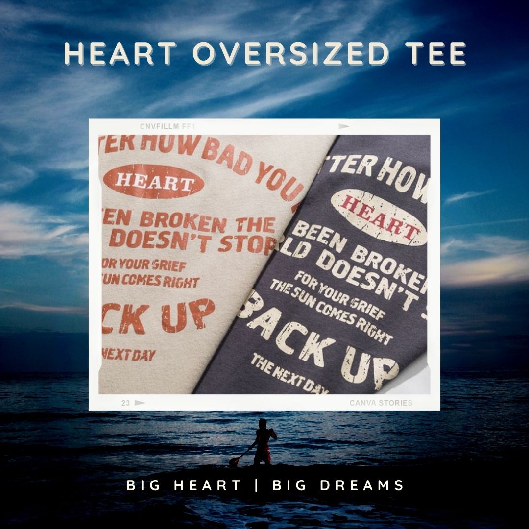Heart Oversized Tee in Khaki