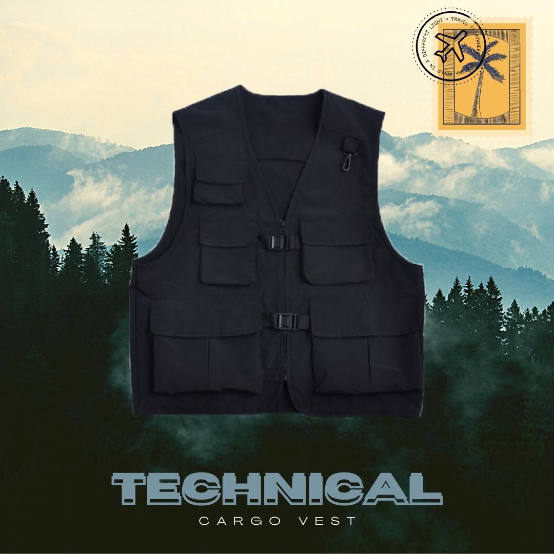 Technical Cargo Vest in Black