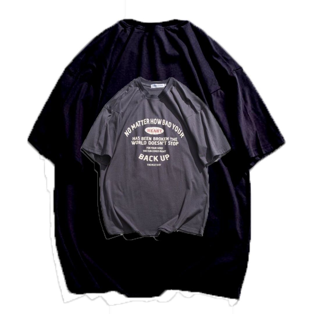 Heart Oversized Tee in Grey