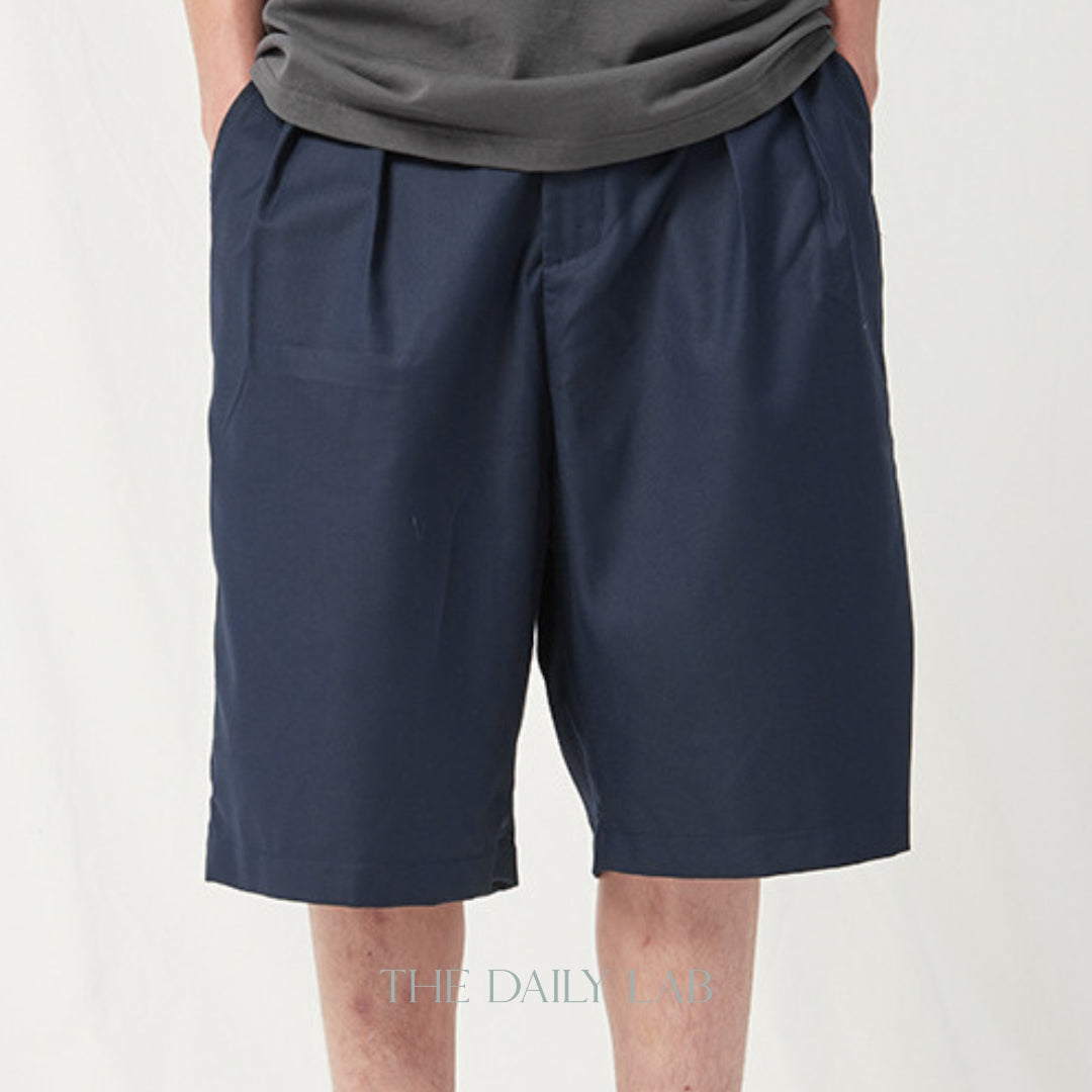 Buttoned Cotton Straight Pants in Blue