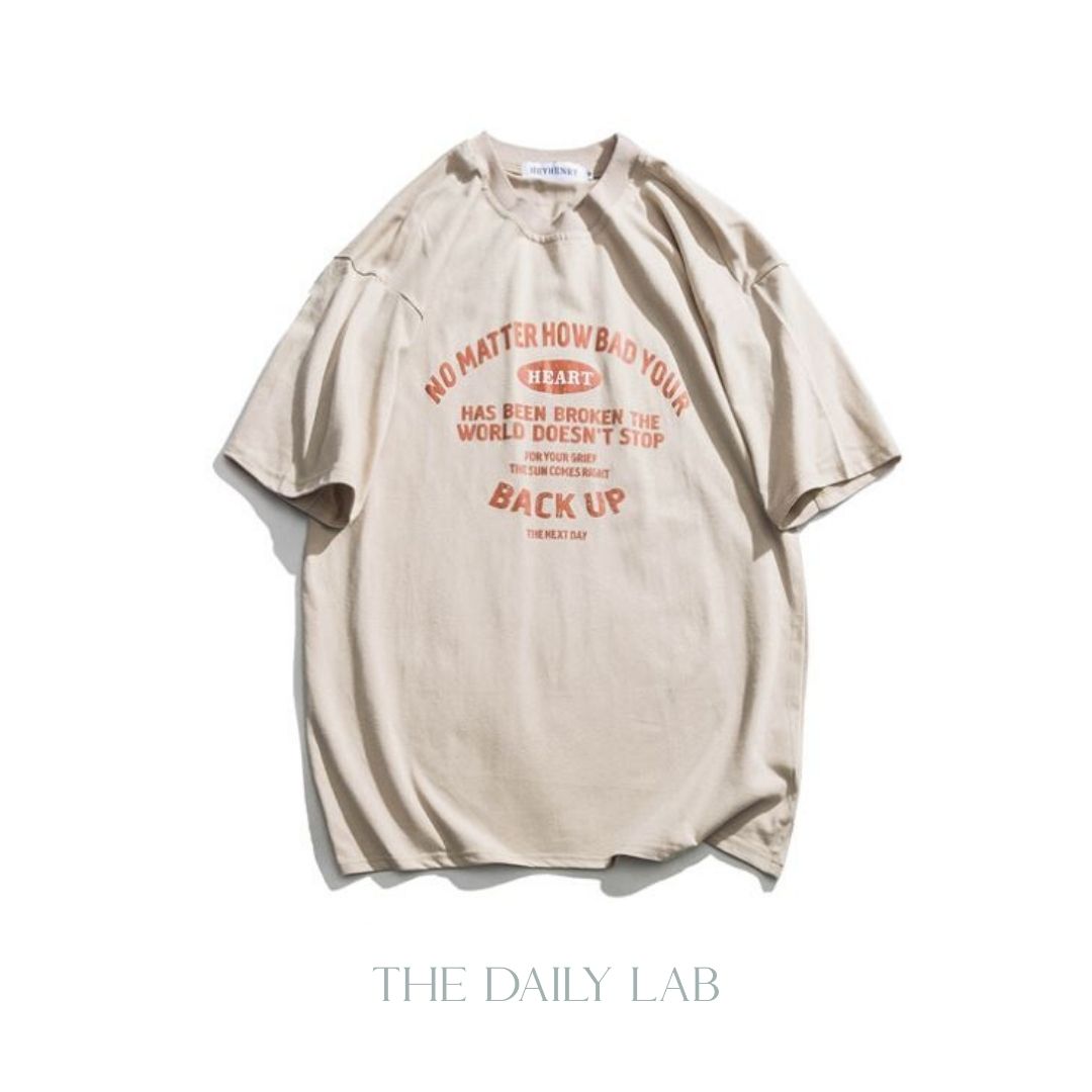 Heart Oversized Tee in Khaki
