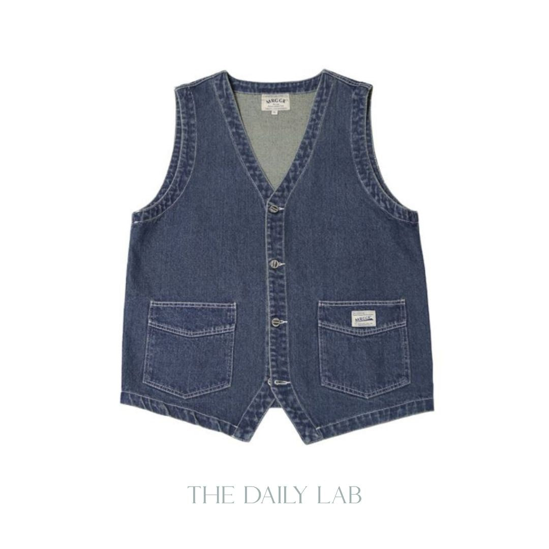 Buttoned Denim Vest