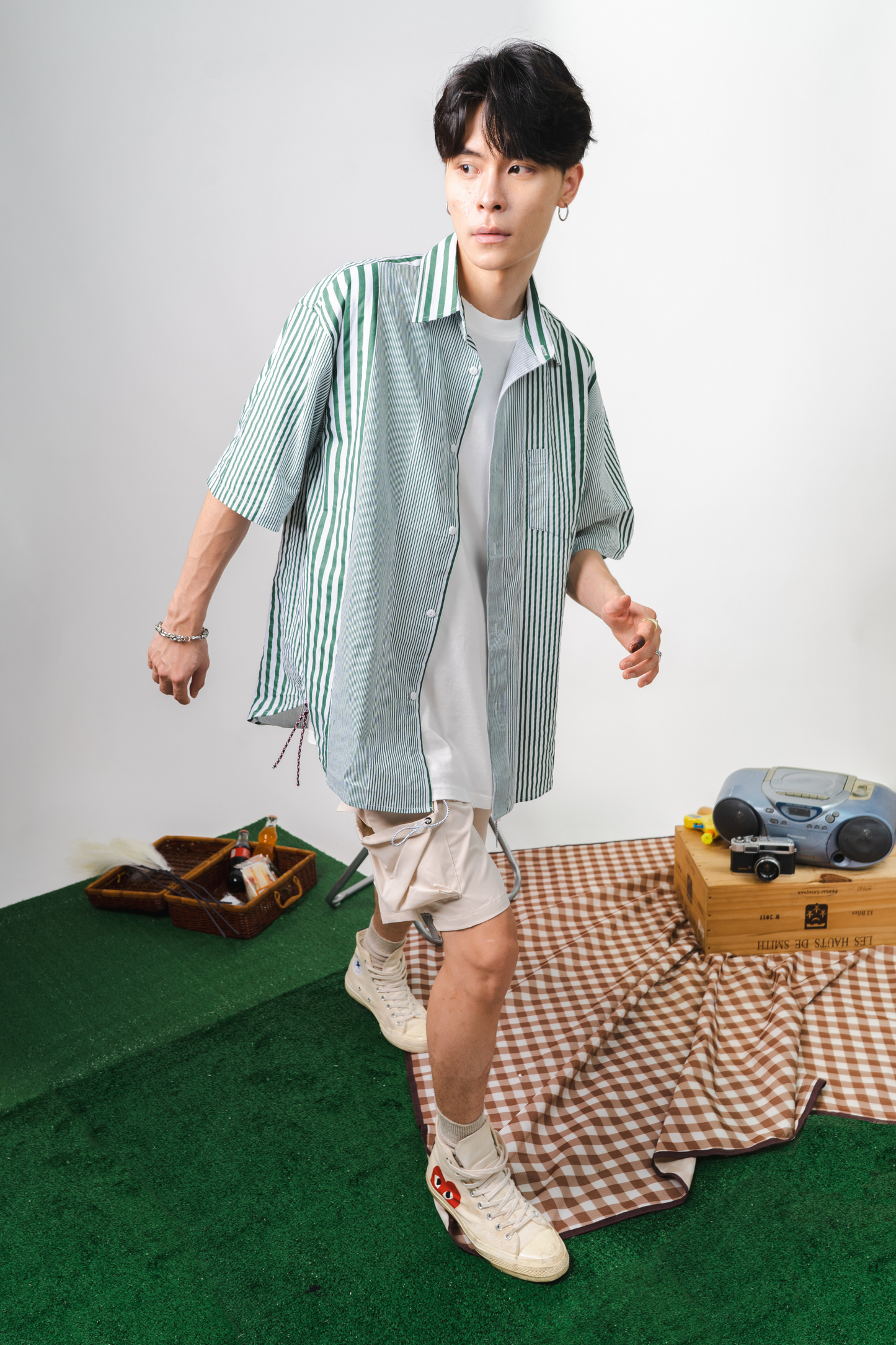 Vertical Striped Vintage Overshirt