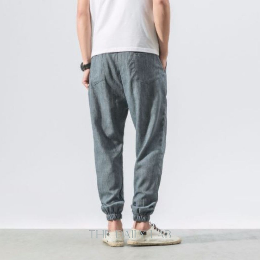 Linen Cuffed Pant in Light Blue