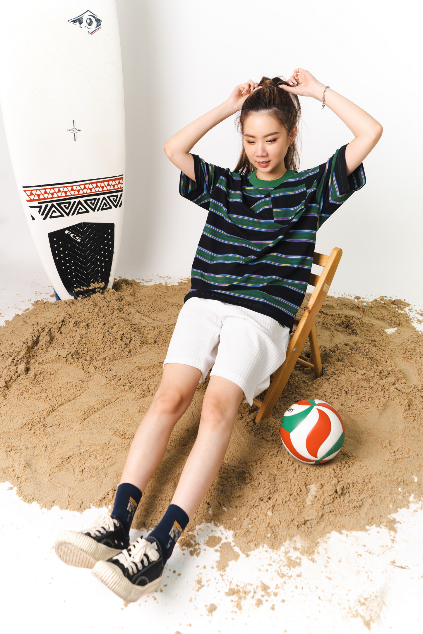 Pocketed Striped Oversized Tee