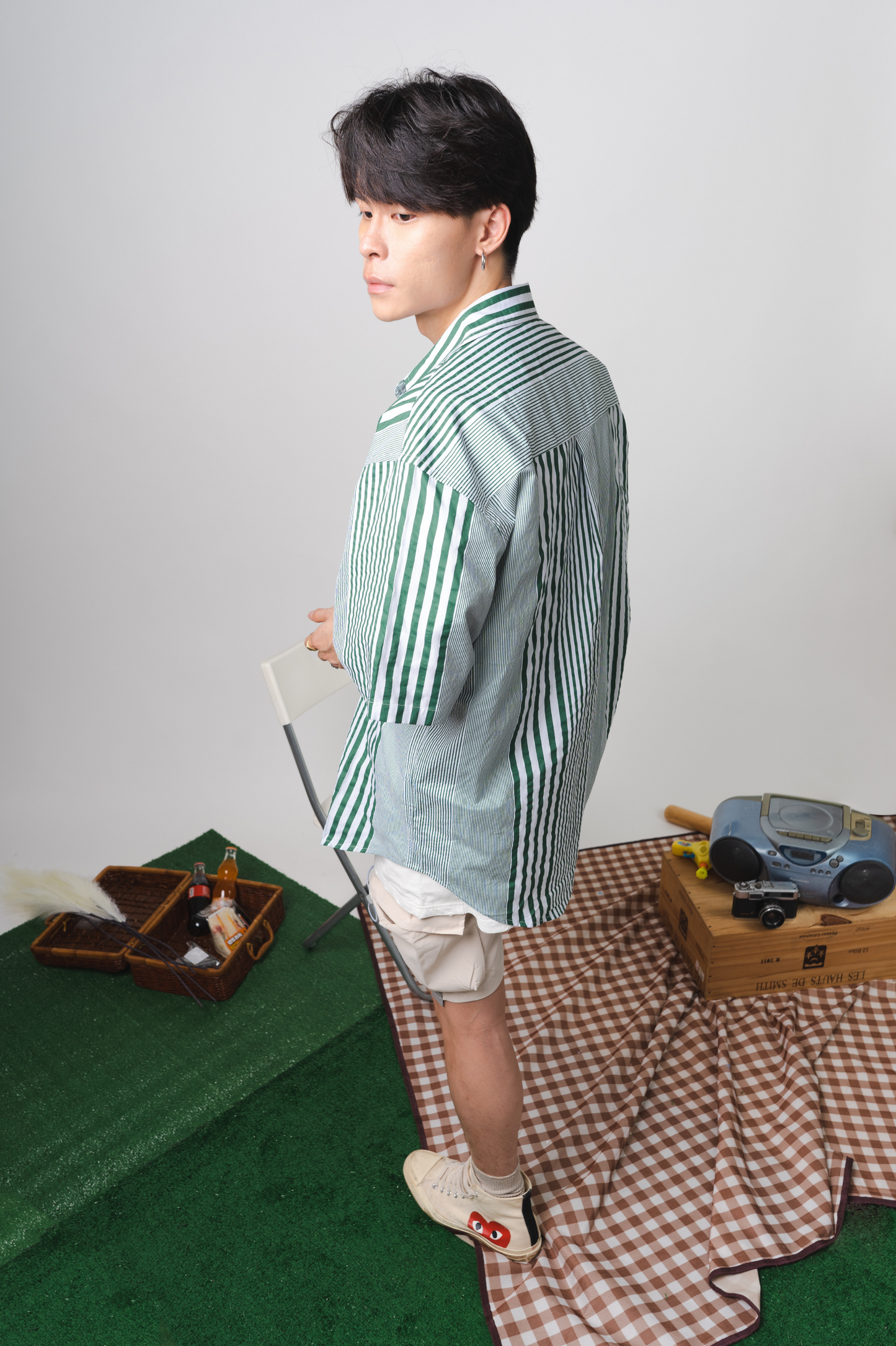 Vertical Striped Vintage Overshirt