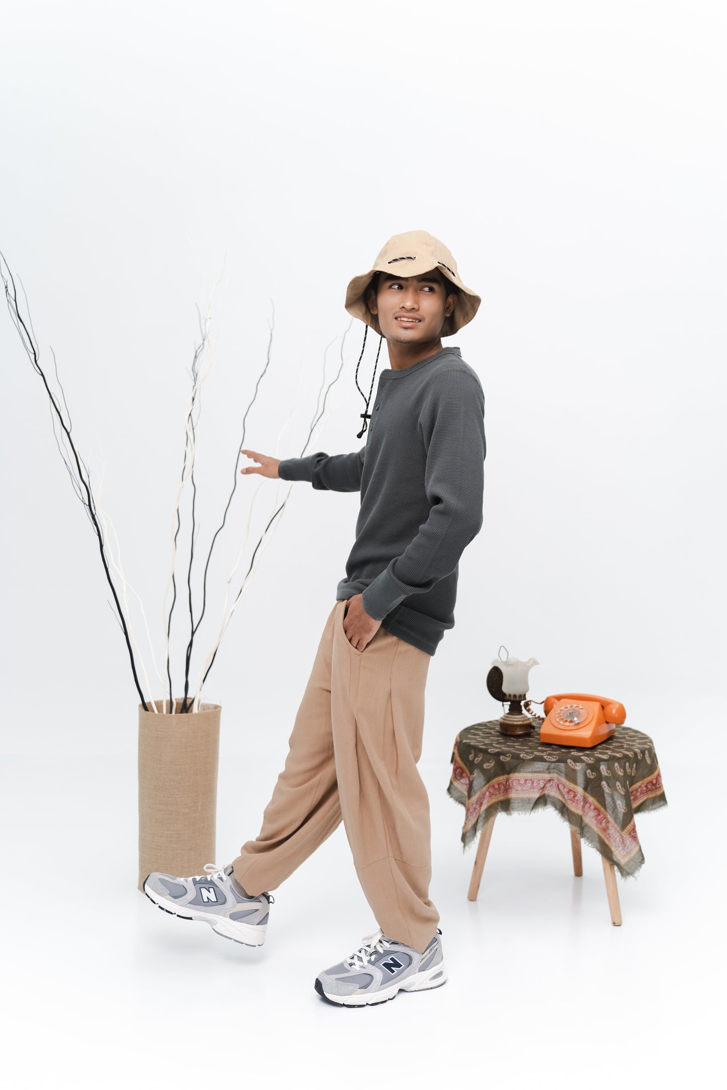 Aqil Waffle Long Sleeves Shirt in Green