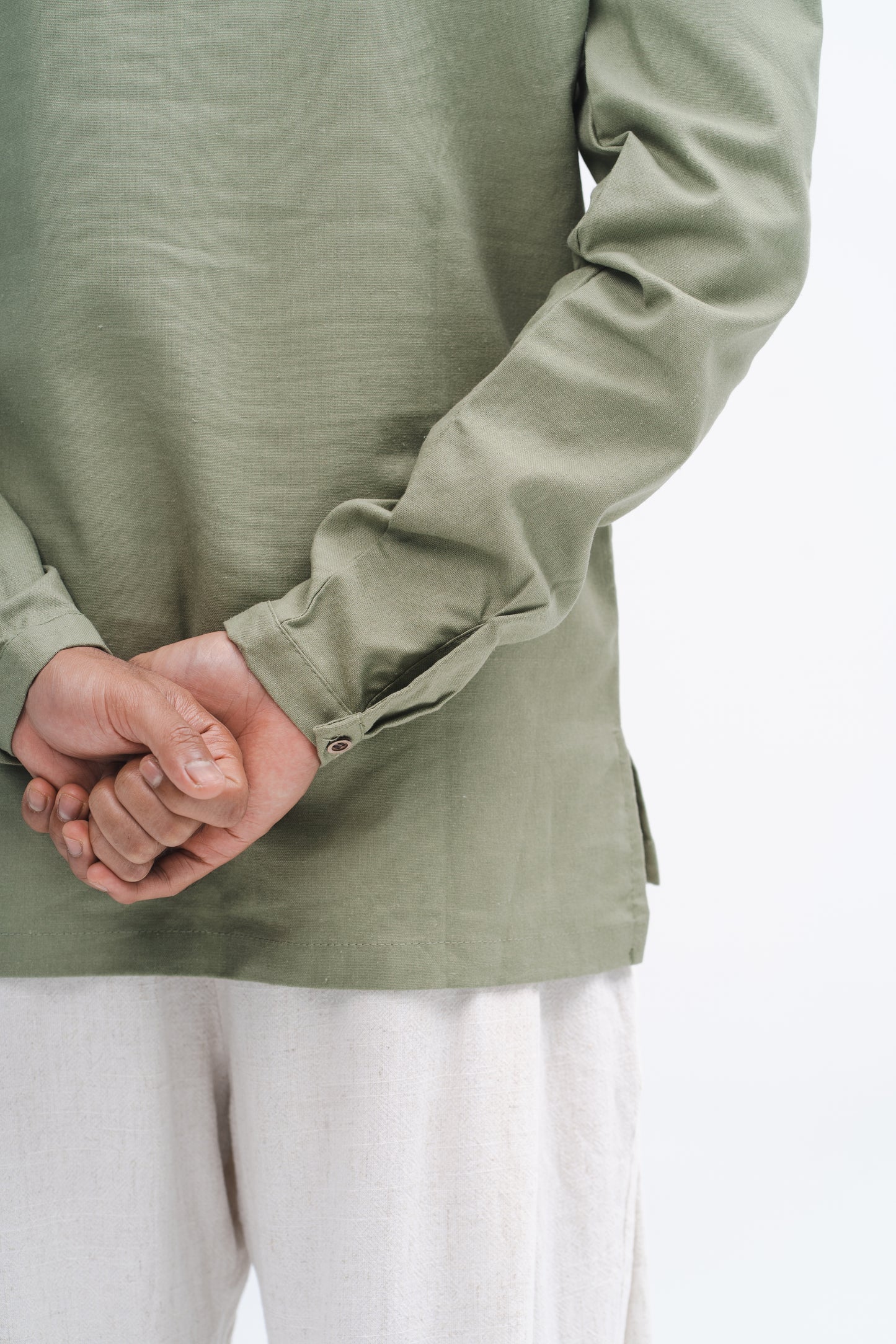 Aswab Men Kurta Shirt in Matcha