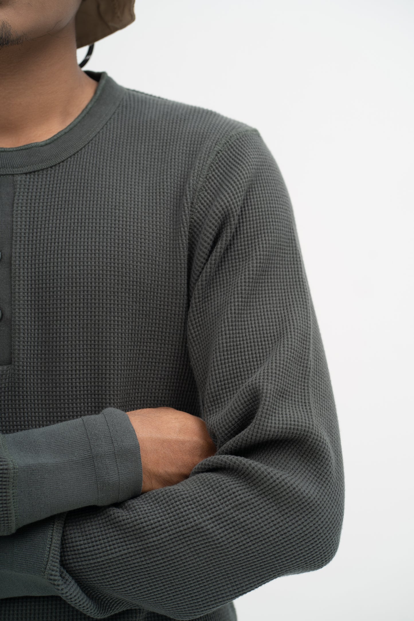 Aqil Waffle Long Sleeves Shirt in Green