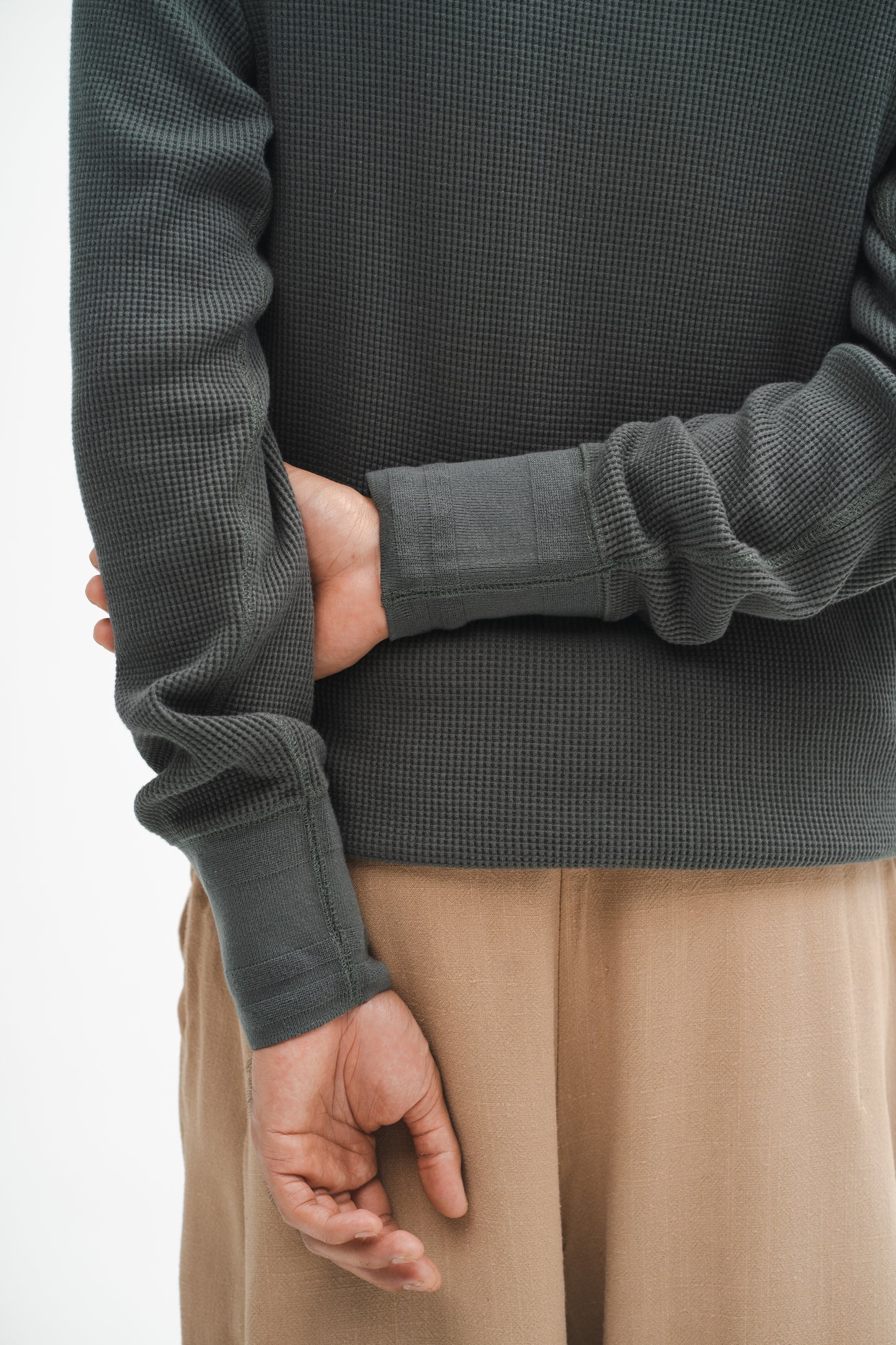 Aqil Waffle Long Sleeves Shirt in Green