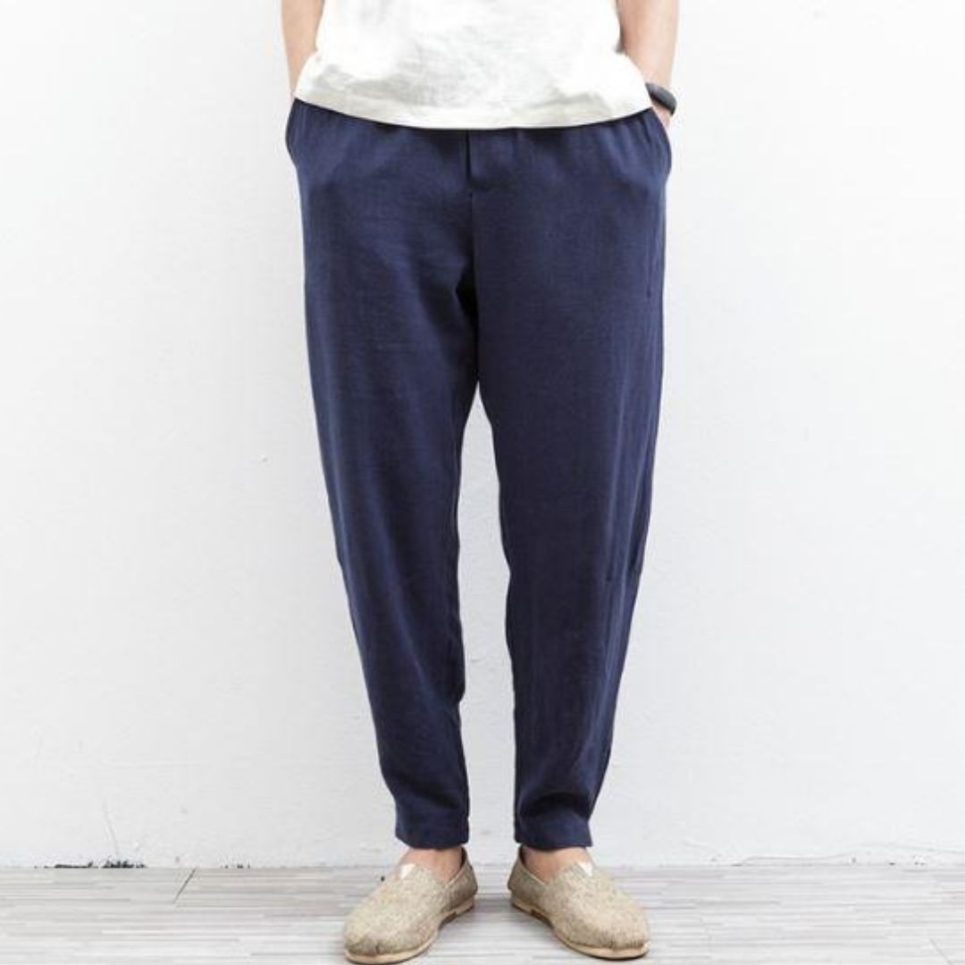 Linen Relaxed Pant in Dark Blue