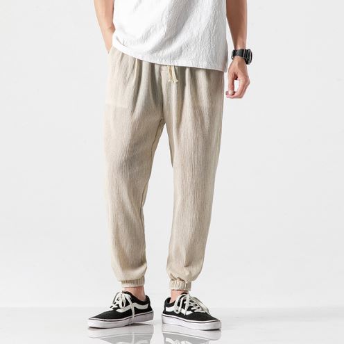 Linen Cuffed Pant in Khaki