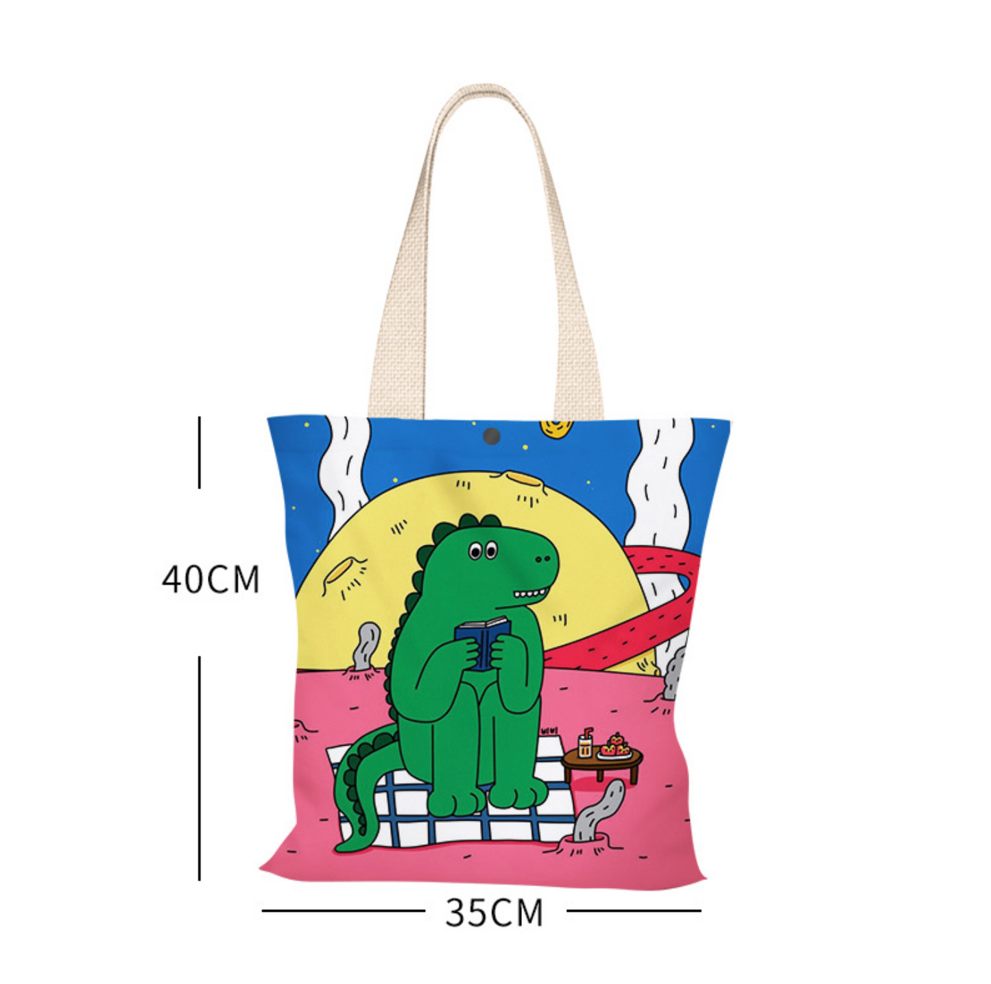 Reading Dino Canvas Bag (Pre-Order)