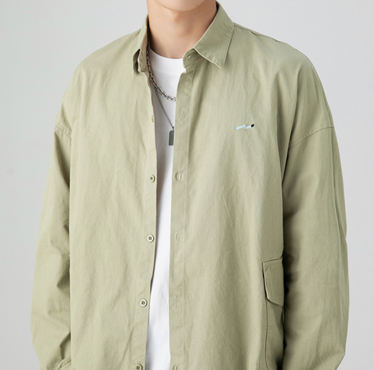 Pocketed Embroidery Overshirt