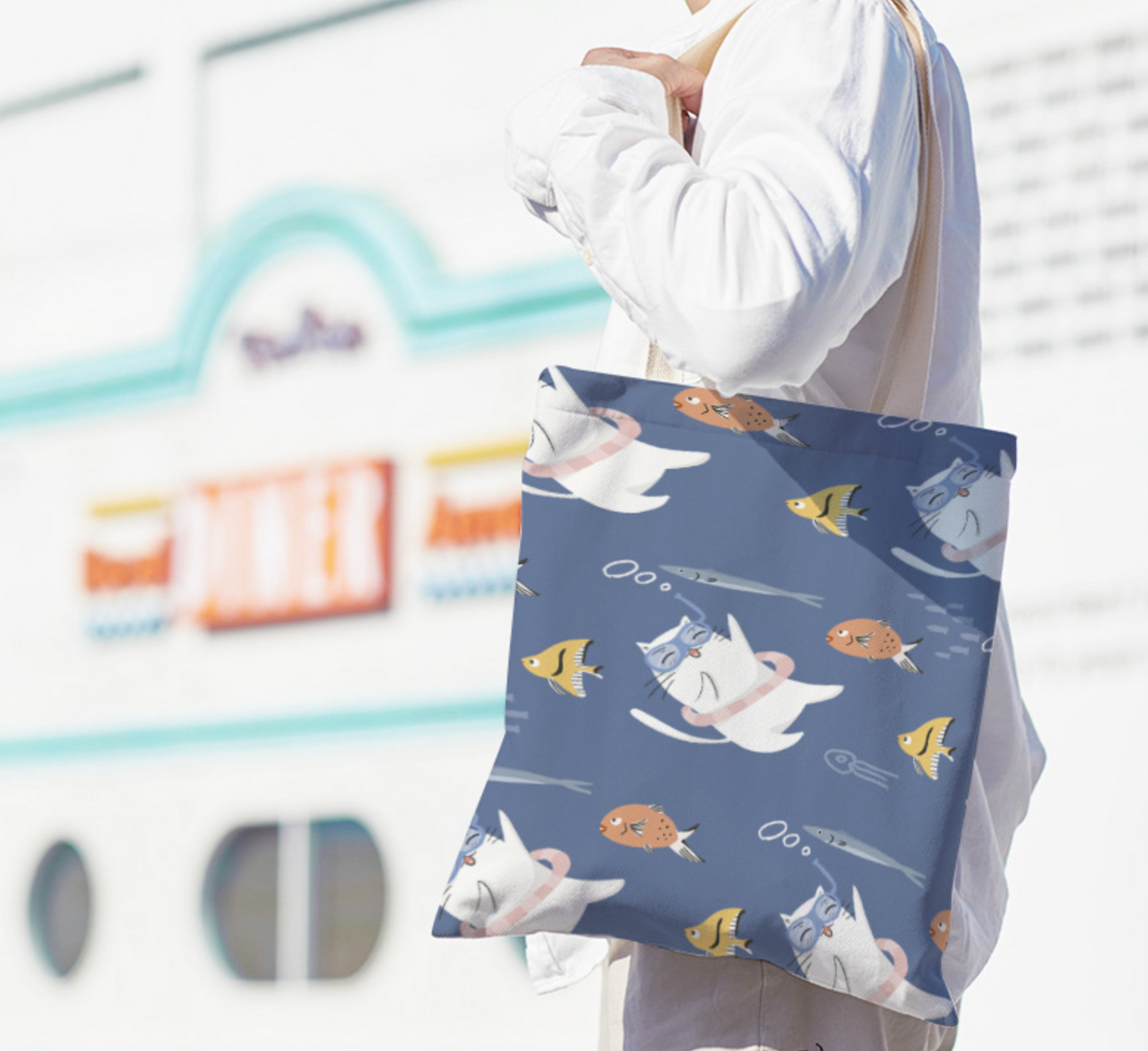 Swimming Cat Canvas Bag (Pre-Order)