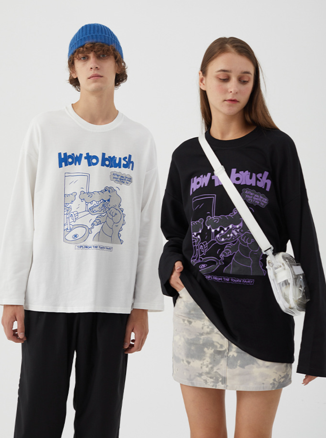 Brushing Dinosaur Long Sleeve T-shirt