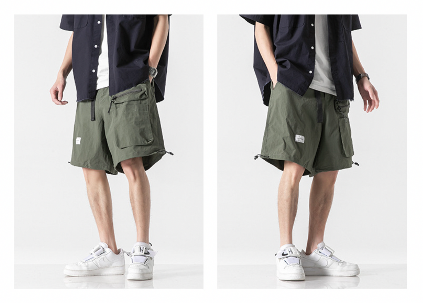 Pocketed Cargo Shorts in Green