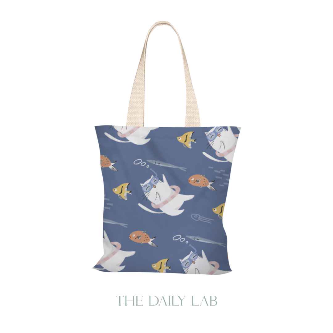 Swimming Cat Canvas Bag (Pre-Order)