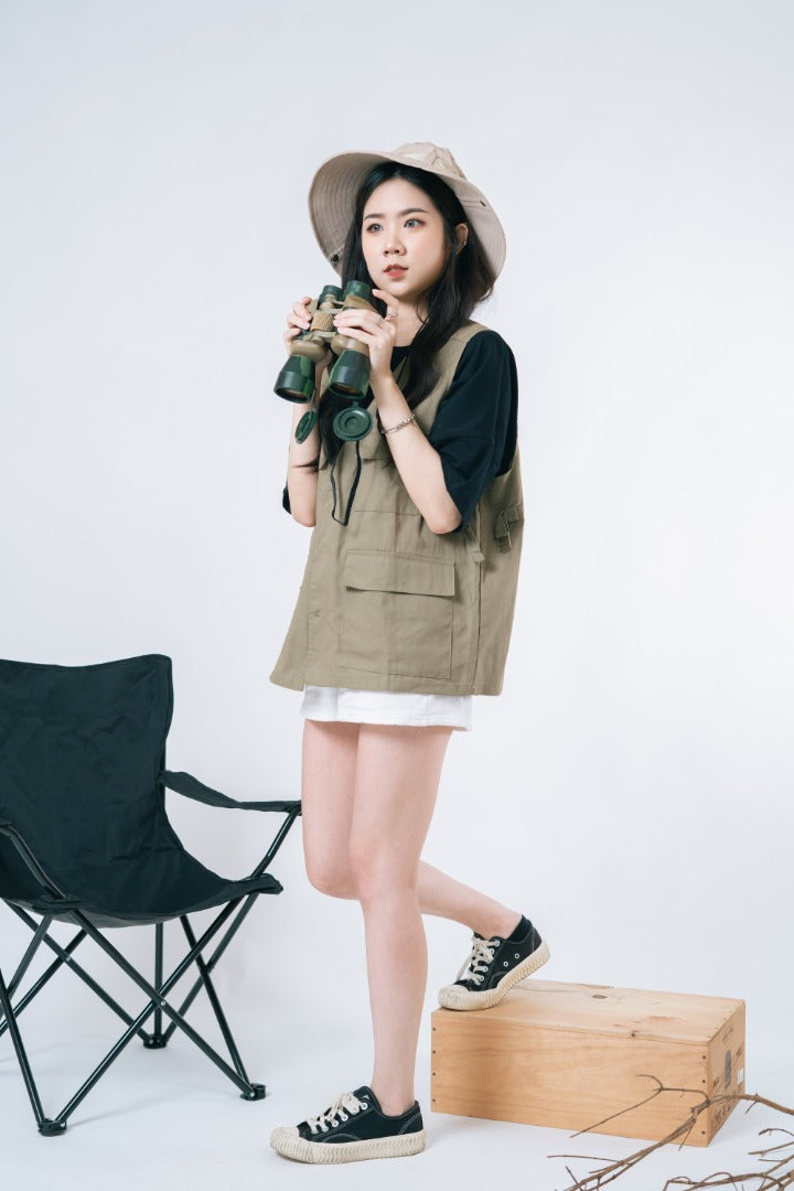 Vintage Cargo Vest in Green