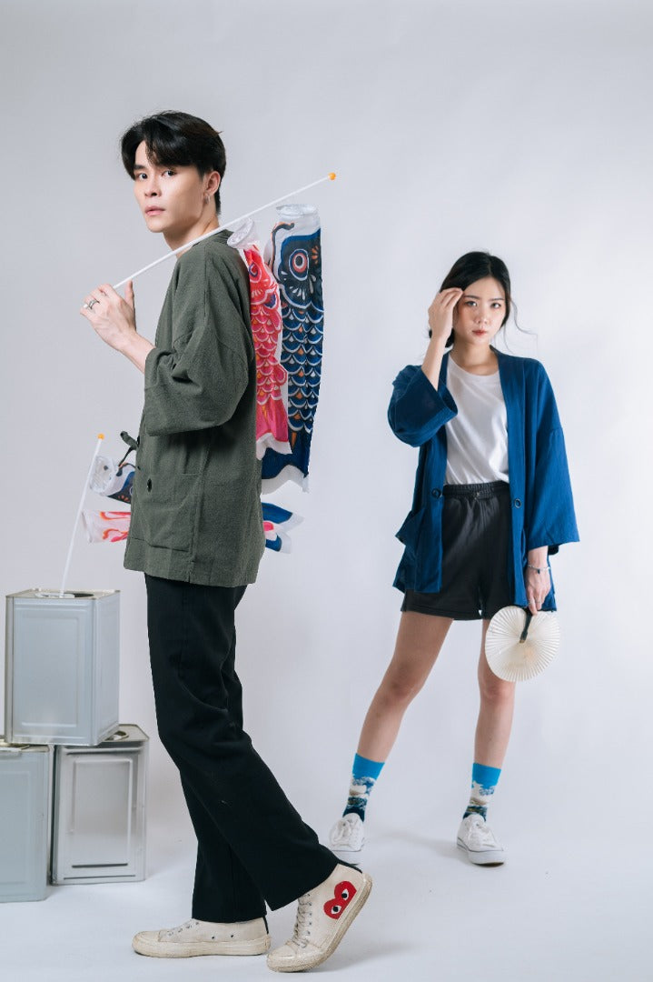 Dark Blue Kimono Overshirt