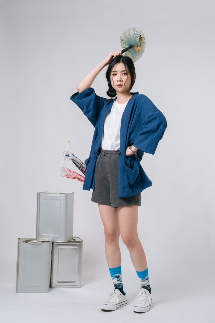 Dark Blue Kimono Overshirt