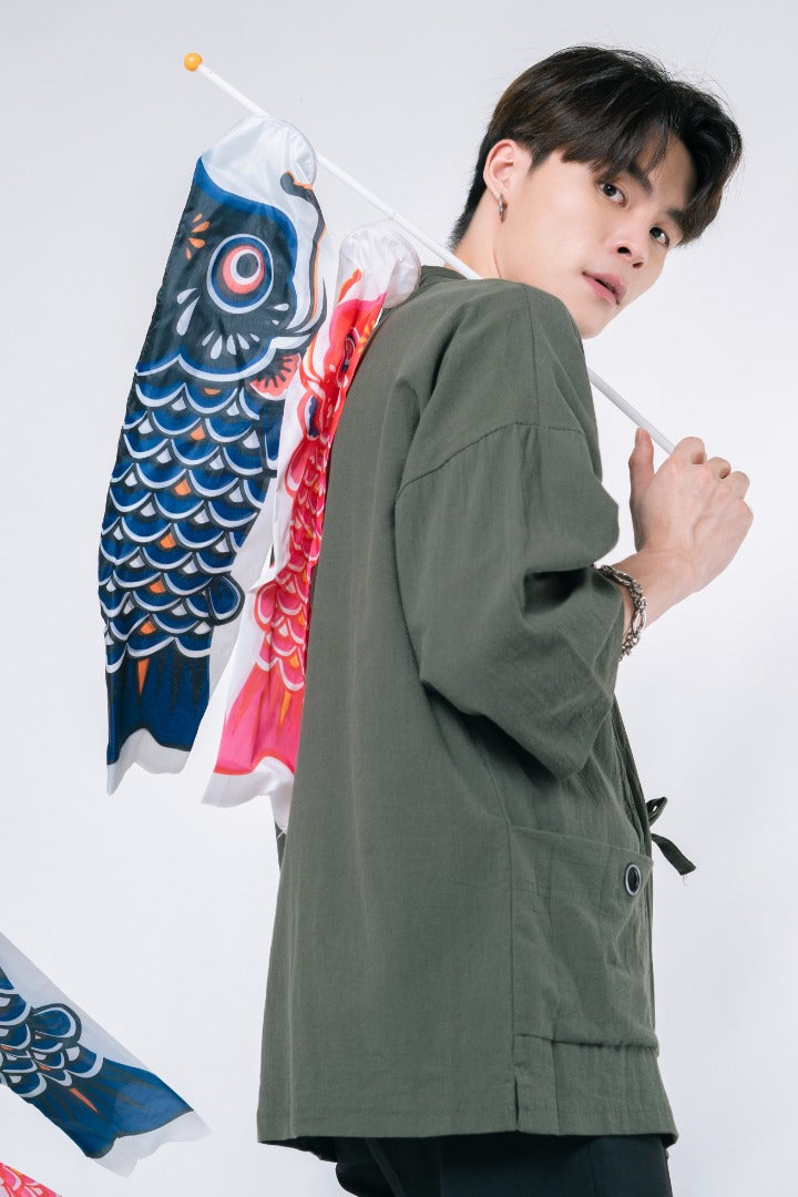 Green Kimono Overshirt