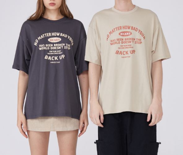 Heart Oversized Tee in Grey