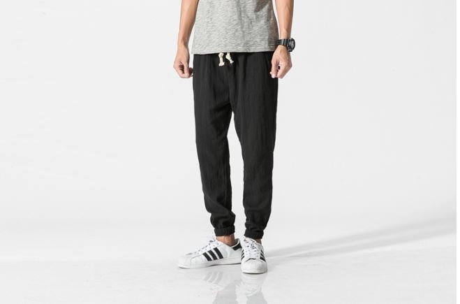 Linen Cuffed Pant in Black